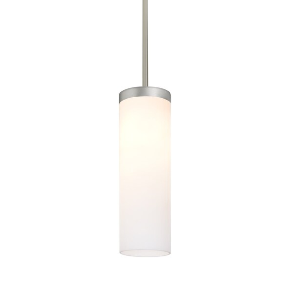 Besa Lighting Friz Stem Pendant, Opal Glossy, Satin Nickel Finish, 1x75W Incandescent 1TT-FRIZOG-SN - main